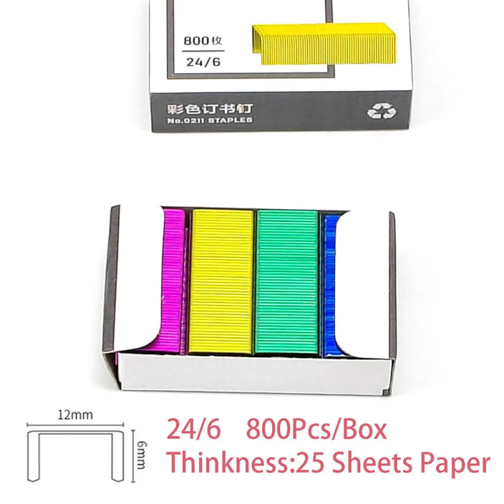 Mini Stapler Set Portable Color Paper Binding Machine Use 24/6 26/6 Staples Fashion Stationery Office Supplies