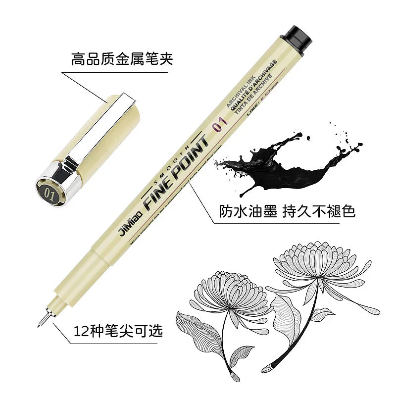 Professional 6/12pc Manga Art Marker Set Fine Line Sketch Pens for Drawing Illustration & Calligraphy Artist School Supplies Kit
