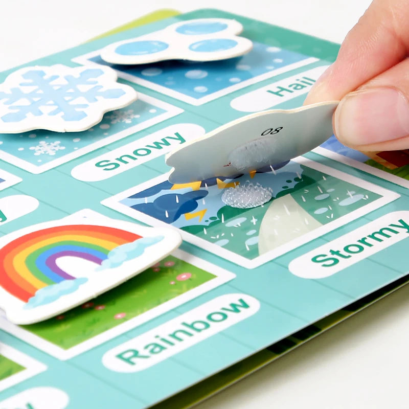 Montessori Reusable Sticker Book, Interactive Scene Learning Toy for Kids - DIY Storytelling Puzzles, Educational Activity