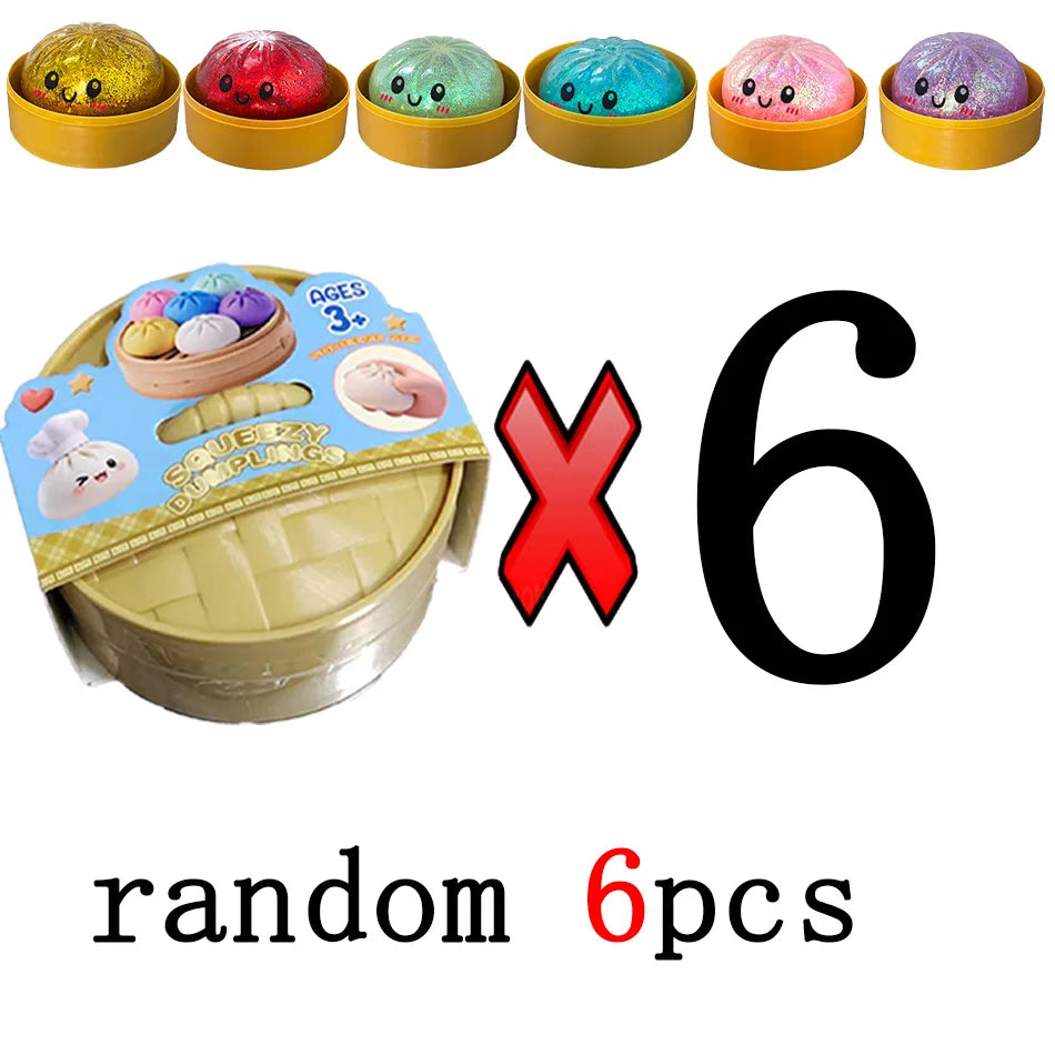 Dumpling Pressure Dumpling Squishies Cute Colorful Bun Toy Slow Rising Stress Relief Fidget Toy for Kids Adults Anti-Anxiety Gif