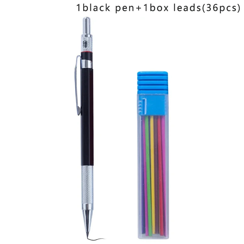 2.0MM Metal Mechanical Pencil with lead Art Drawing Design Automatic Drawing Special Pencil Student Office School Supplies