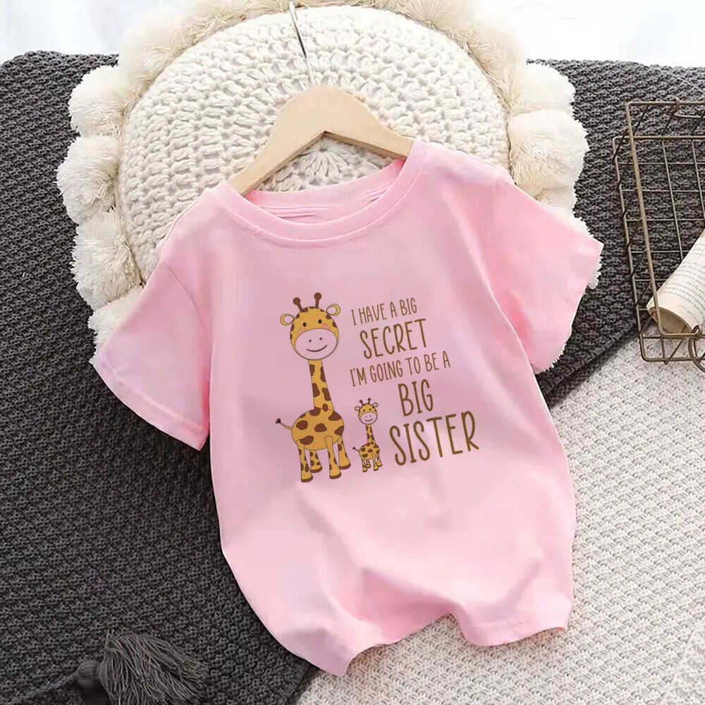 Promoted To Big Sister Kids T-Shirt Childrens T Shirt Baby Announcement Top Toddler Tshirt Summer Clothes Girls Short Sleeve Tee