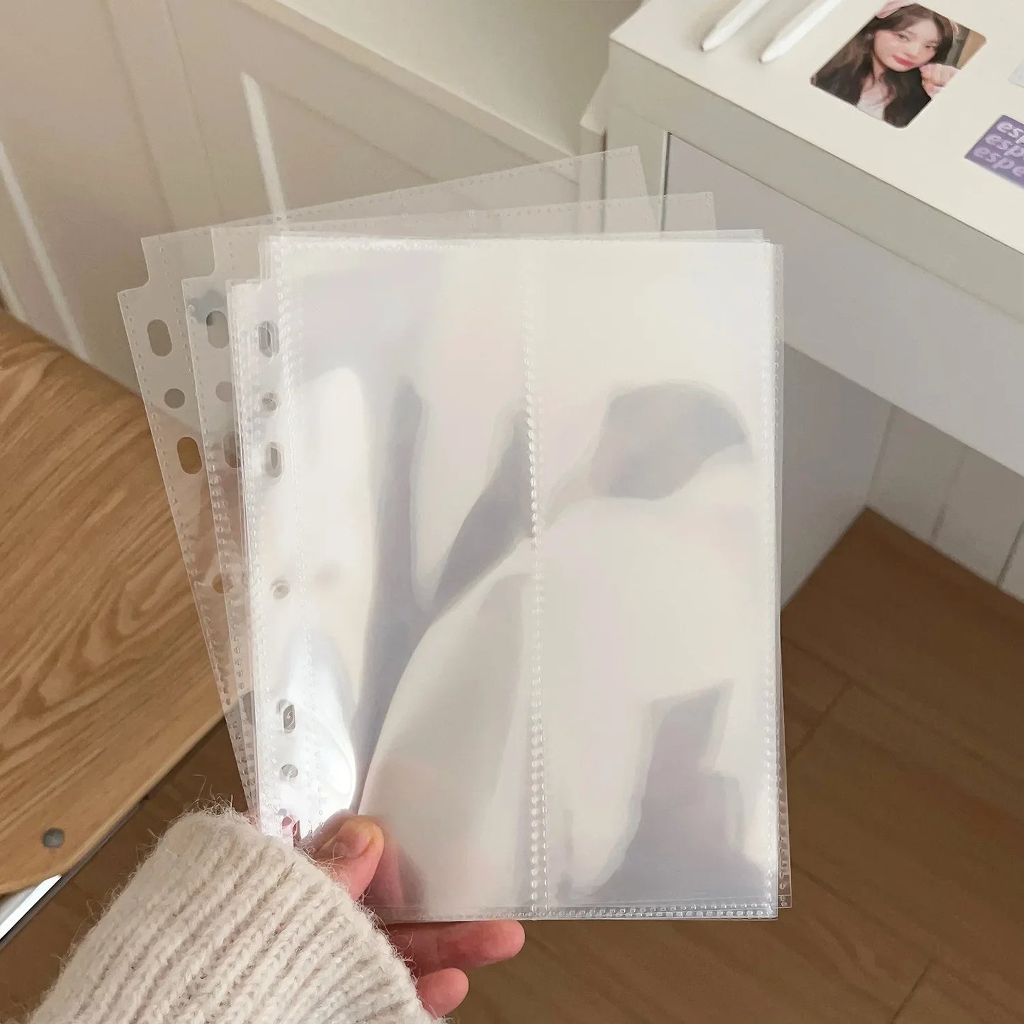 A5 7Holes Transparent File Holder Notebook Loose Leaf DIY Document Bag Binder Rings PVC Storage Binding Folder