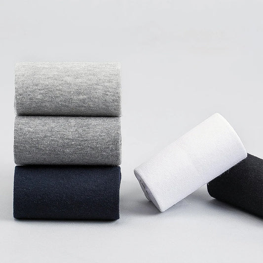 HSS 5/10 Pairs Men's Cotton Blend Socks Black Business Men Socks Soft Breathable Summer Winter for Male Socks Plus Size (6.5-14)