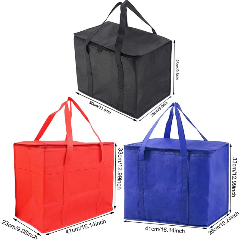 Large Capacity Insulated Grocery Bags Foldable Reusable Soft Cooler Bag Lightweight Hot Cold Takeout Food Delivery Bag NEW
