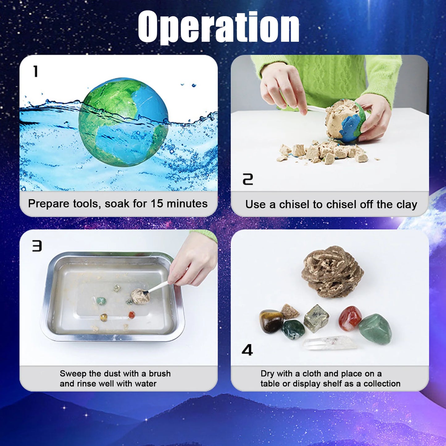 Gemstone Dig Kit Geographic Mega Excavation Kit Discovery Crystals Science Educational STEM Learning Mining Toys For Kids