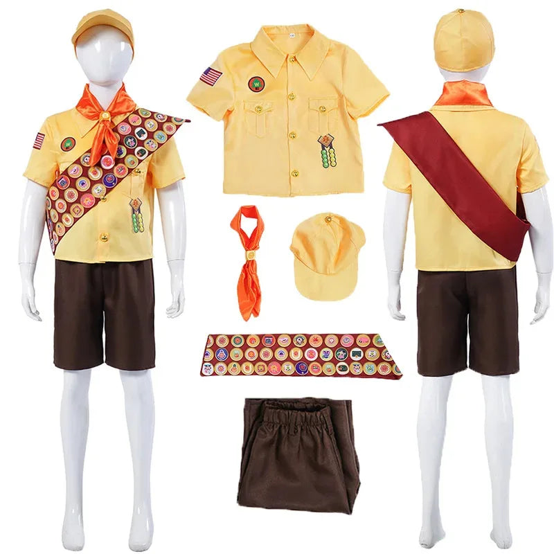25COSCartoon Movie UP Russell Boys Halloween Cosplay Costume Kids Outfit