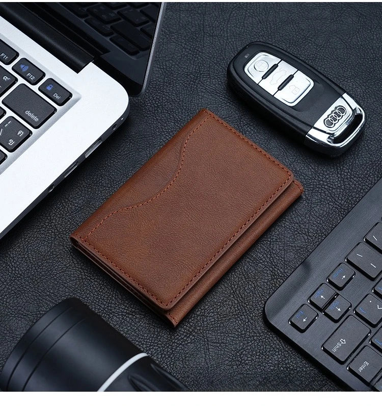 Men Magsafe Card Holder Unisex PU Leather Magnetic Cardholder Card Bag Wallet for Apple for Phone 16 15 14 13 12 Pro Max Mini