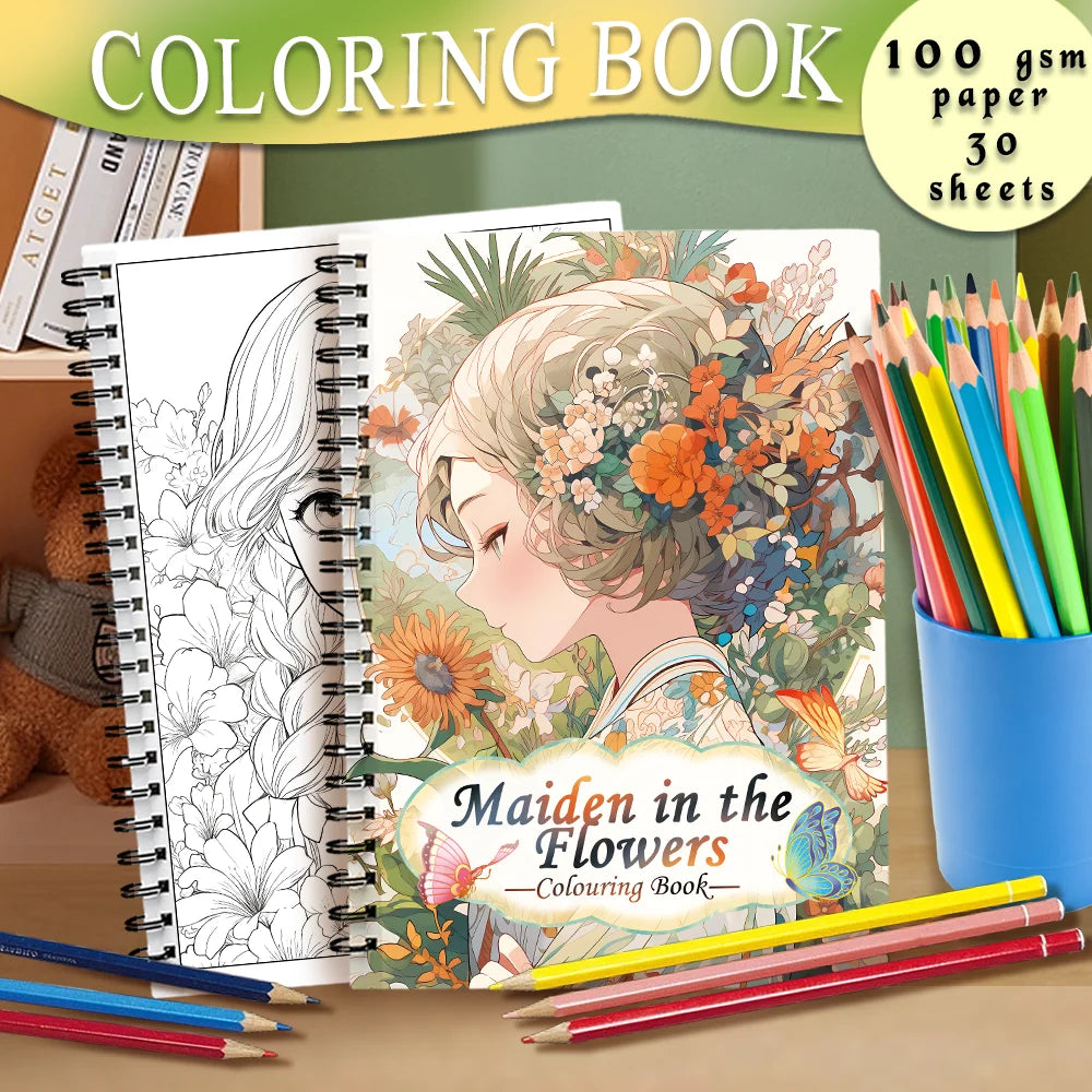 Spiral Coloring book -30 Sheets adult coloring book, 11.2 x 8.3 inches, 100g thick paper, drawing book, homecoming holiday gift