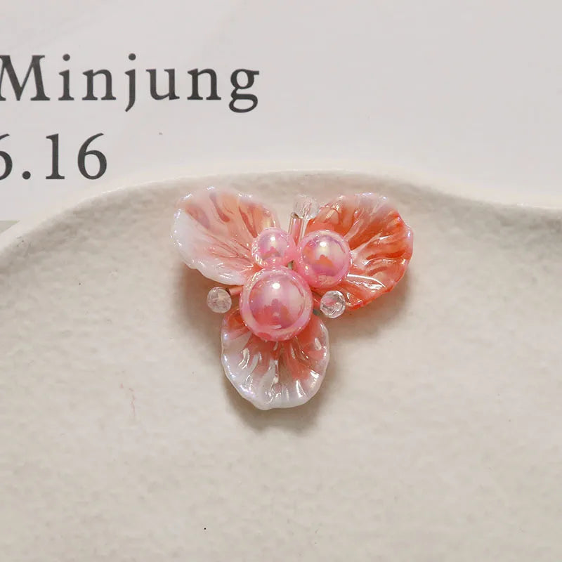 Shoe Decor 1 Piece Handcrafted Crystal Beaded Triple Petal Flower Iridescent DIY for Jelly Clog Sandals Princess Korean Style