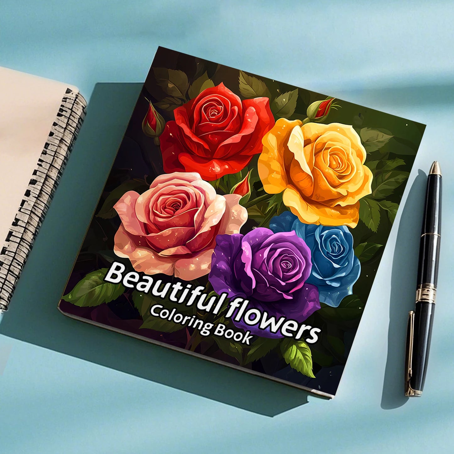 Beautiful Flowers Coloring Book 24Page Adult Picture Books Gift For Relieve Stress Kill Time Graffiti Painting Drawing Art Book