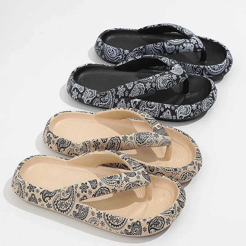 Summer Women Comfort Flip Flop Leopard Soft Thick Soled Cloud Slippers Travel Vacation Beach Sandals