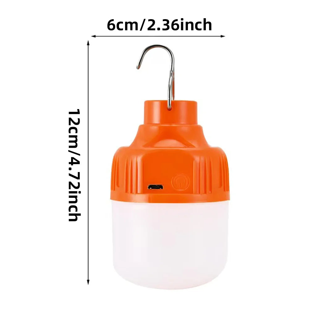 Outdoor USB Rechargeable LED Camping Lantern High Brightness Portable Tent Light with Hook for Hiking Fishing Night Use Travel