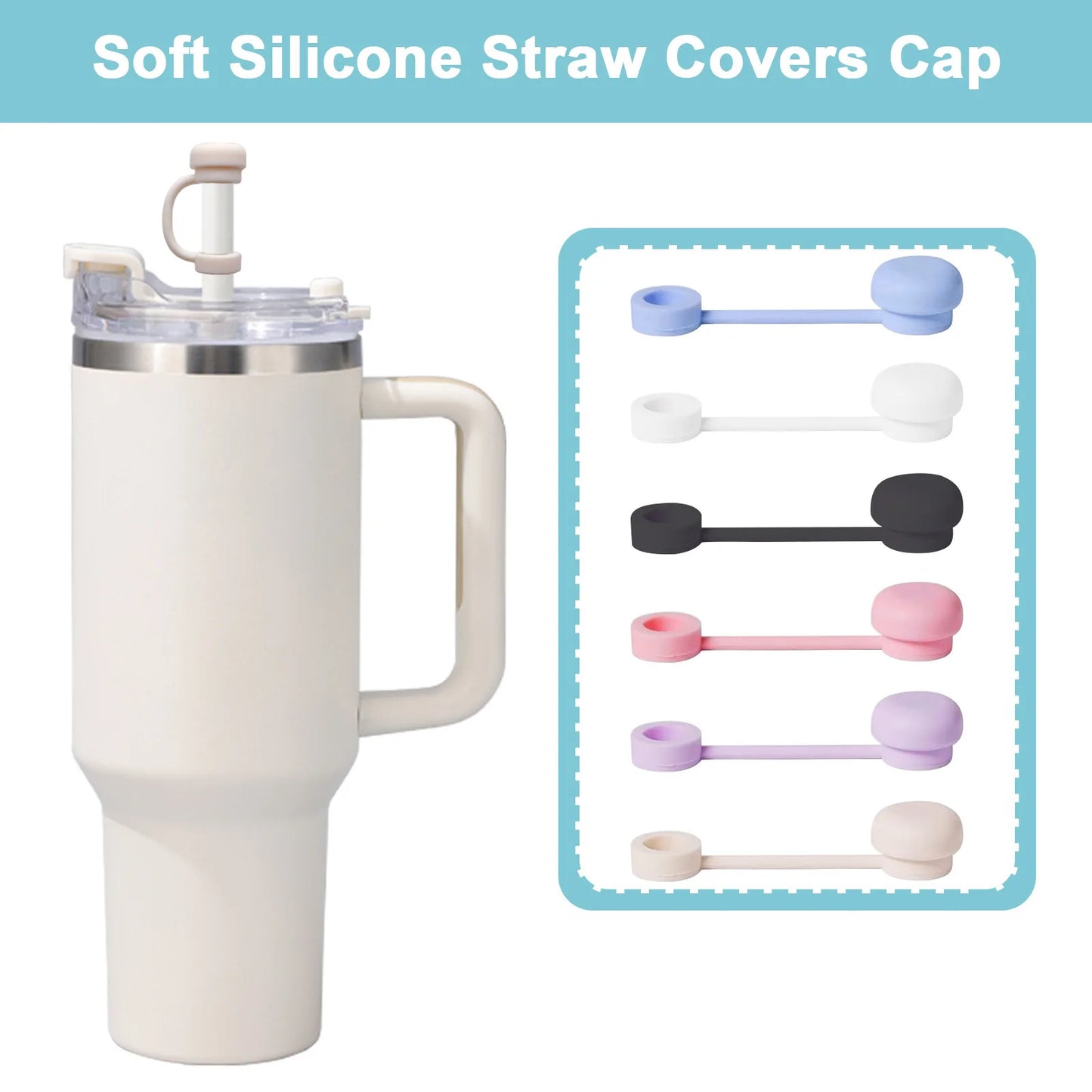 2026 Straw Covers Cap Reusable Silicone Straw Toppers For Stanley Cup Leak-Proof Dust Proof Straws Cover Tumbler Accessories