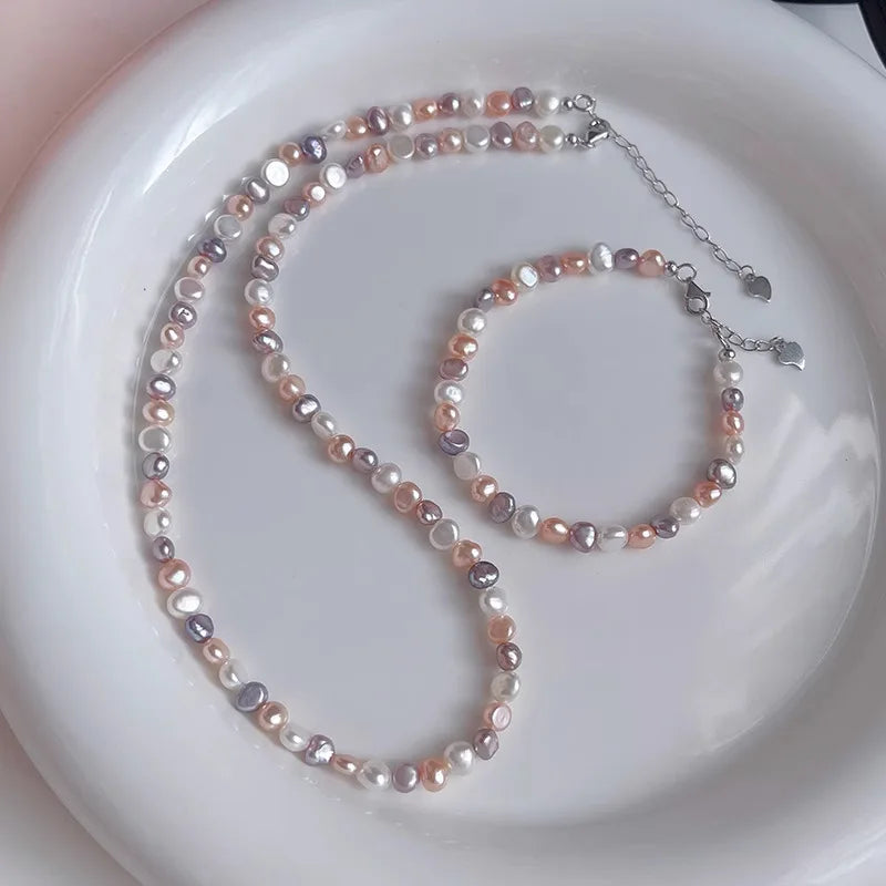 s925 silver candy color natural freshwater baroque pearl necklace accessories jewelry