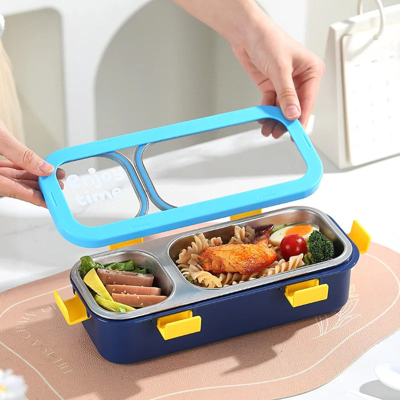 Students 3 Grids Leakproof Picnic Tiffin Food Container Stainless Steel Vacuum Insulated Thermos Bento Lunch Box for School