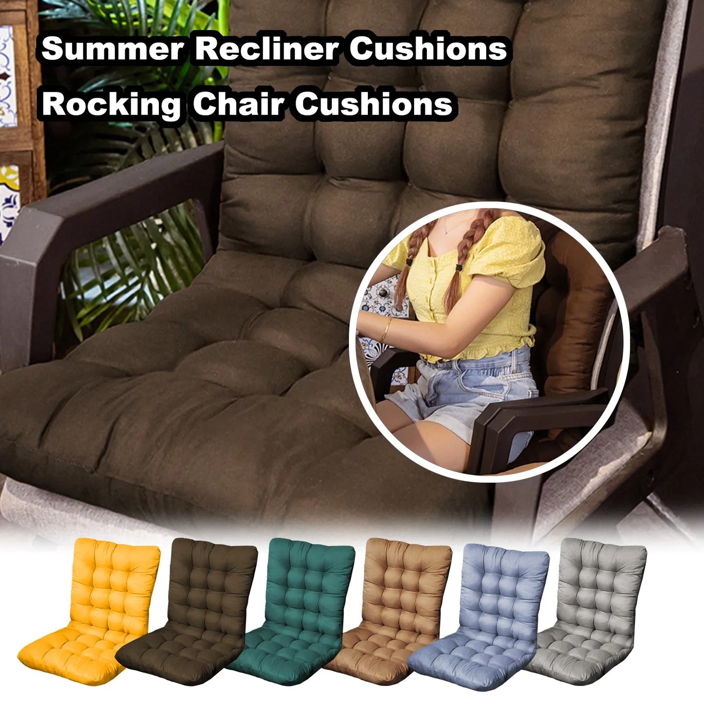 Summer Recliner Rocking Sofa Cushions Solid Color Soft and Comfortable Thickened Chair Cushions for Office Home Use