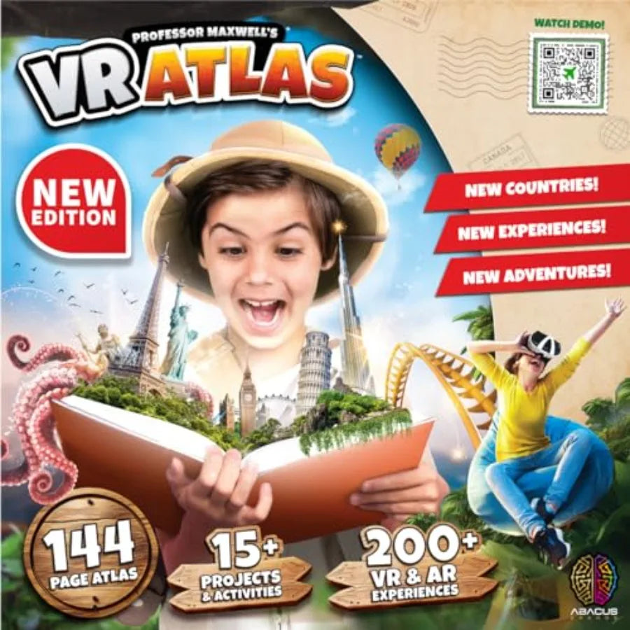 Professor Maxwell's VR Atlas - Virtual Reality Science Kit Book and Interactive Geography STEM Learning World Travel Activity S