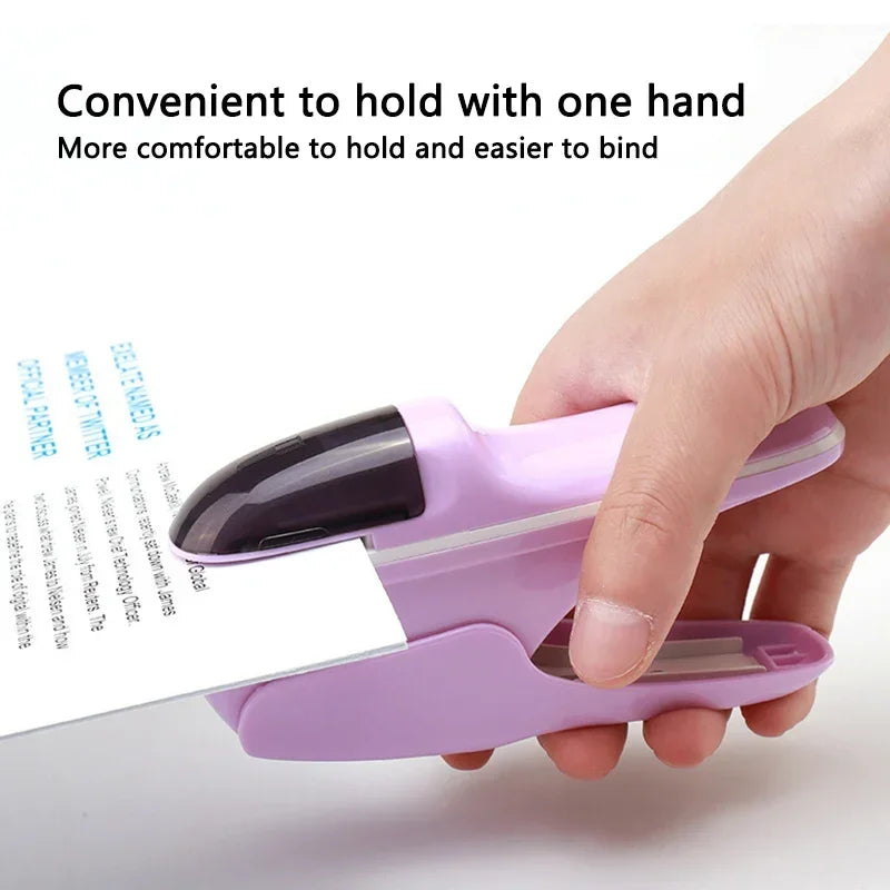 1PC hand-held stapler without nails, bill paper and handbooks, document binding, office, home and school binding supplies