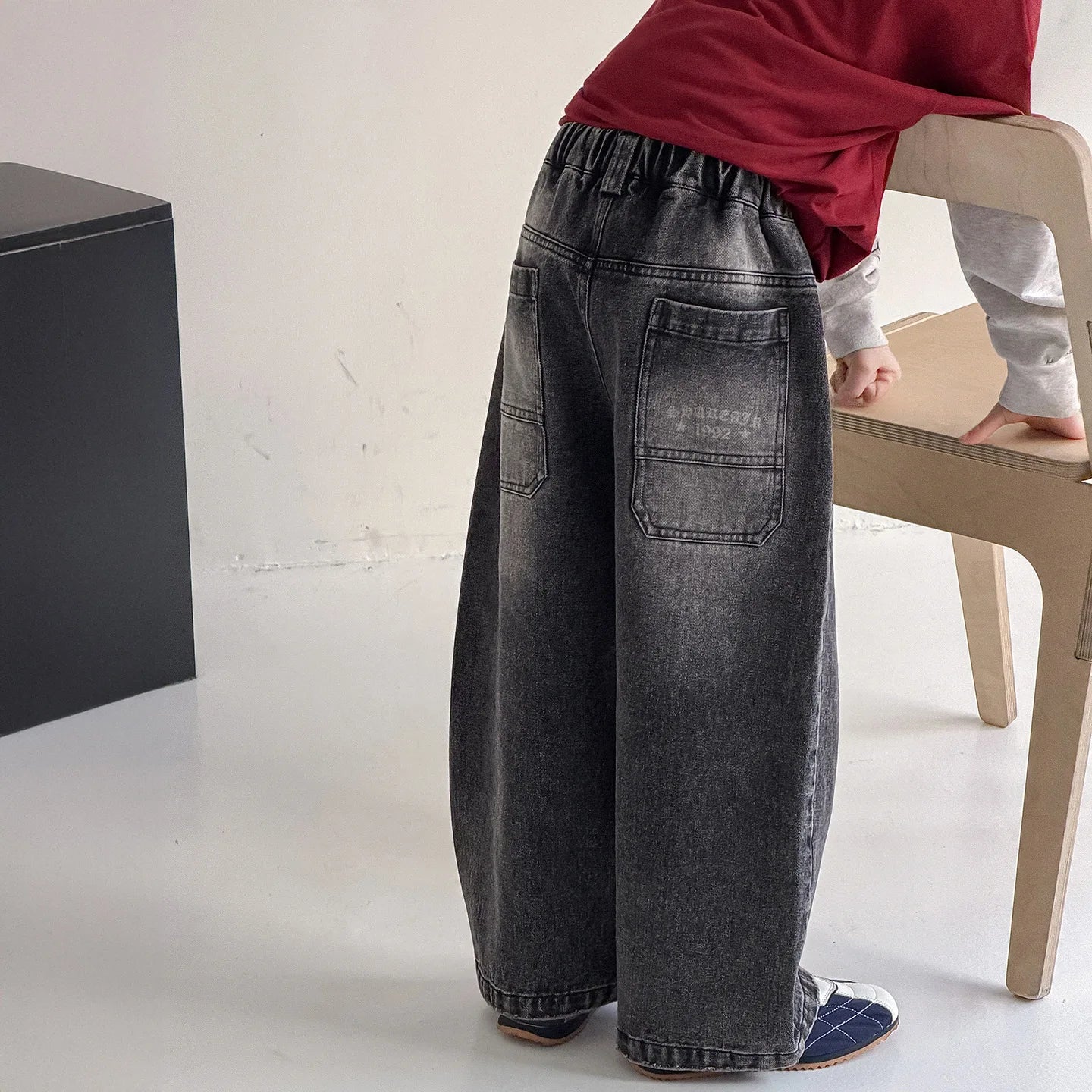 Boys Pants 2026 Spring and Summer New Childrens Clothes Korean Style Boys and Girls Loose Straight Trendy Cool Jeans Simple