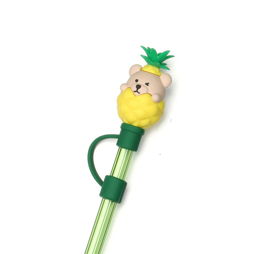 1pc Cute Bear Silicone Straw Cover Dust Plug for 7-8mm Straw Cups Tumblers Drink Lid Cap Creative Straw Toppers Cup Accessories