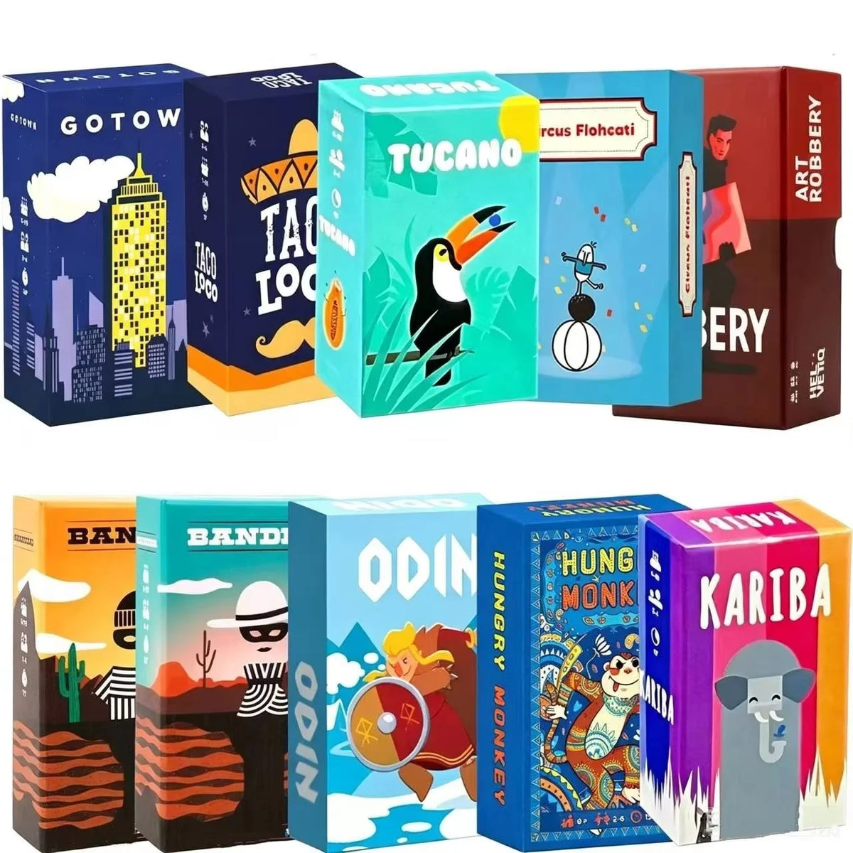 HOT Board Games Tucano | Kariba | Art Robbery | ODIN | GoTown | Bandido | Hungry Monkey | Circus Flohcati Fun Card Party Game ﻿