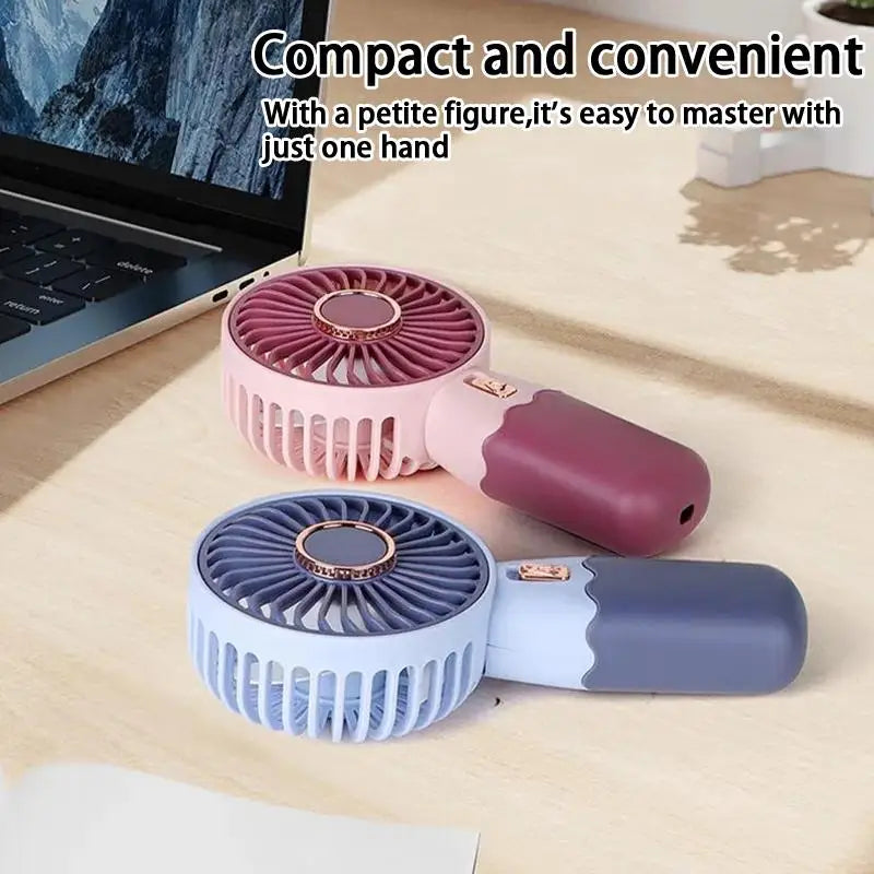 2In1 Mini Electric Fan Outdoor Portable Handheld Usb Rechargeable Cooling Desk Fan With Mobile Phone Stand Function Summer·