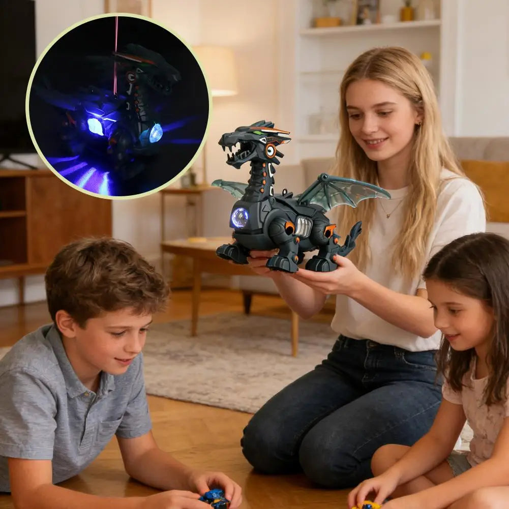 Electric Mechanical Dinosaur Toy with Cool LED Light Walking Roaring Dragon Robot Model Toy for Boys Gifts Creative Toys