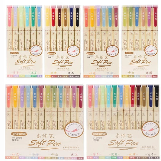 Watercolor Brush Markers – Soft Tip Lettering Pens in Seasonal Palettes, 3–24 Colors