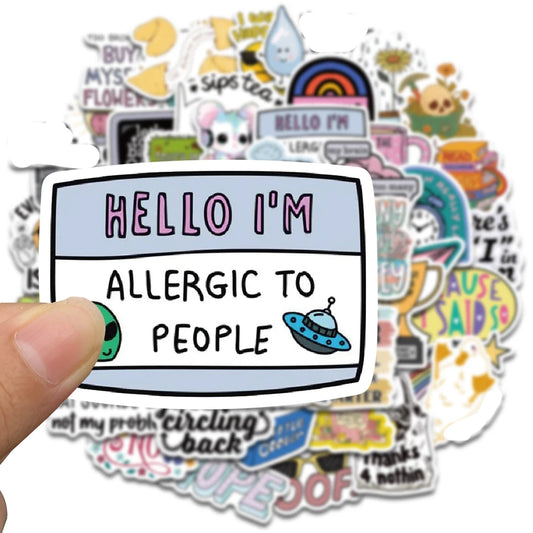 50PCS Sarcastic Sticker Aesthetic Kawaii Scrapbook Graffiti Decoration Laptop Luggage Phone Skateboard  Waterproof DIY Sticker