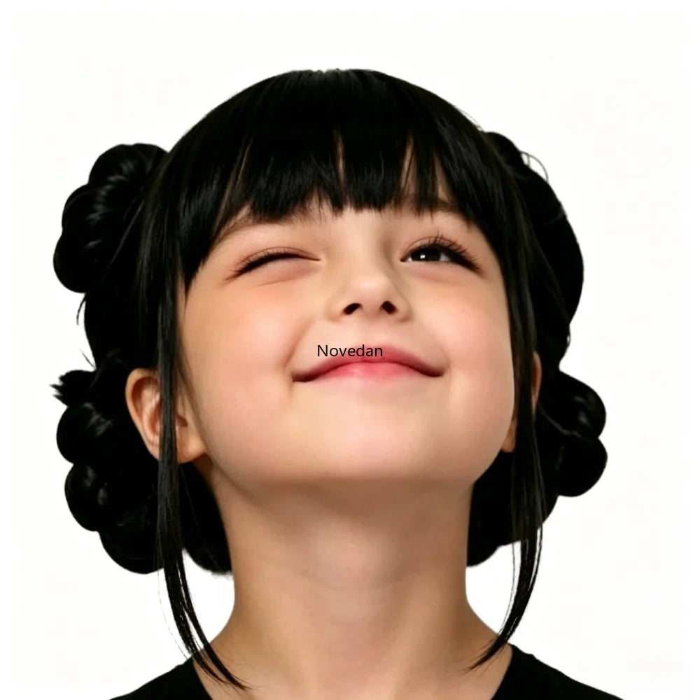 Anime Long Purple Braiding Hair Extension Ponytail Wig Cosplay Halloween Golden Costume Pink Black Bun Synthetic Wig Girl Kids