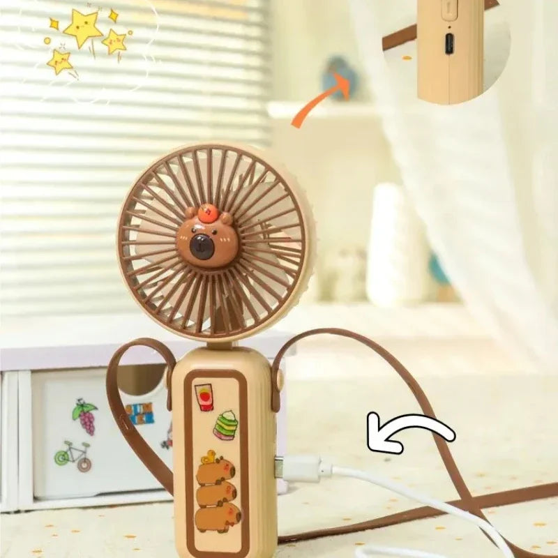 Capibala Powerful Mini Handheld Fan - 3-Speed Portable USB Fan, High Wind Cooling for Summer, Rechargeable & Compact