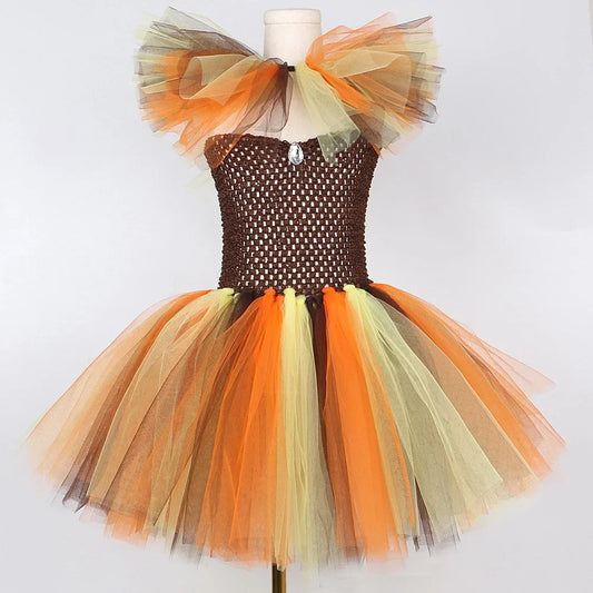 Girls Lion Costume Tutu Dress – Jungle Animal Outfit for Birthdays & Halloween, Ages 2–12