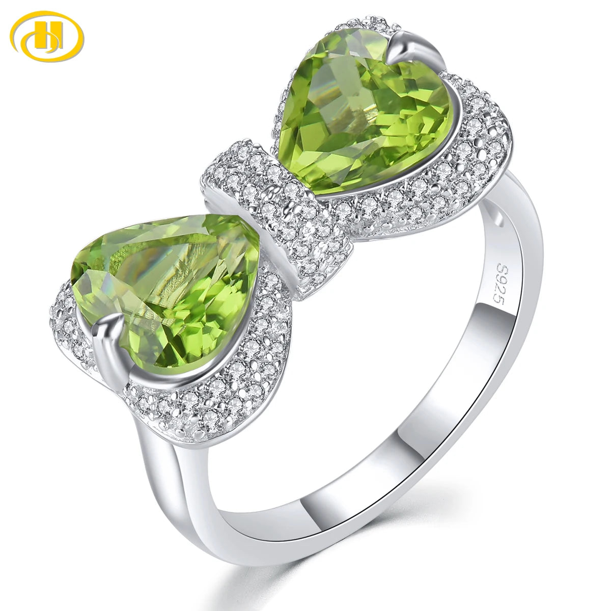 Natural Peridot Solid Sterling Silver Rings 3.8 Carats Genuine Birthstone Romantic Elegant Fine Jewelrys S925 Design Gifts