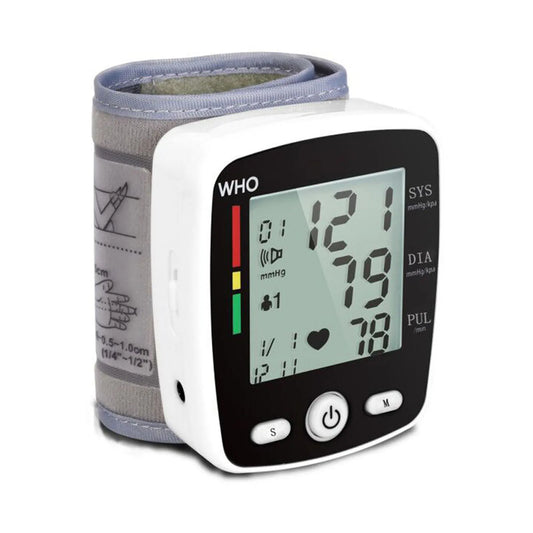 Digital Blood Pressure Monitor Wrist Tensiometer Electronic Sphygmomanometer  Tonometer with LCD, 2 X 90 Memory Rechargeable