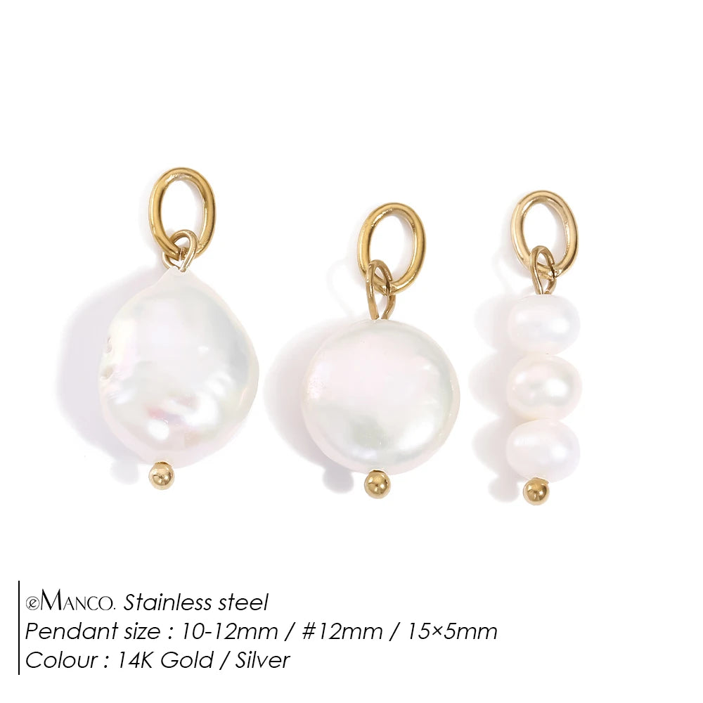 eManco Natural Cultured Freshwater Pearl Charms with  Stainless Steel Jump Rings for DIY Earrings Necklace Jewelry Making