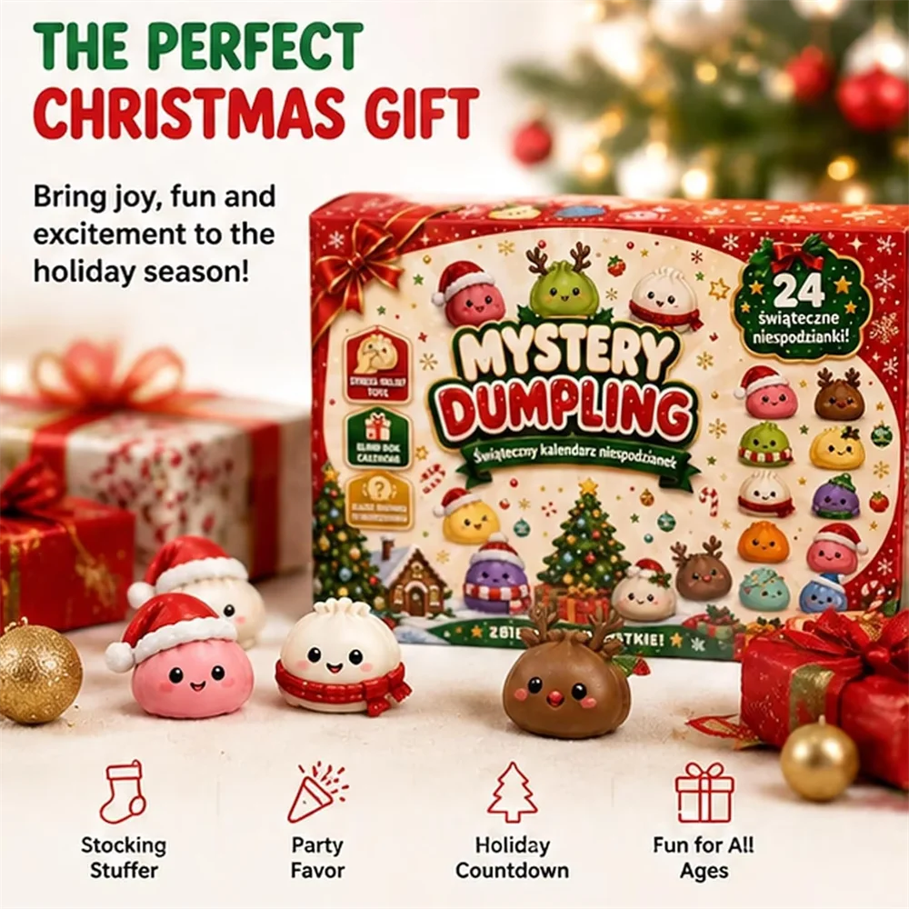 24‑Days Christmas Dumpling Advent Calendar Gift Set, Holiday Countdown Ornaments, Desktop Decor, Festive Party Favor Gifts