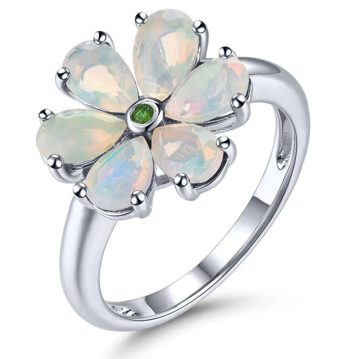 Natural Red Garnet Solid Sterling Silver Rings 2.8 Carats Genuine Gemstone Romantic Flower Design S925 Fine Jewelrys Gifts