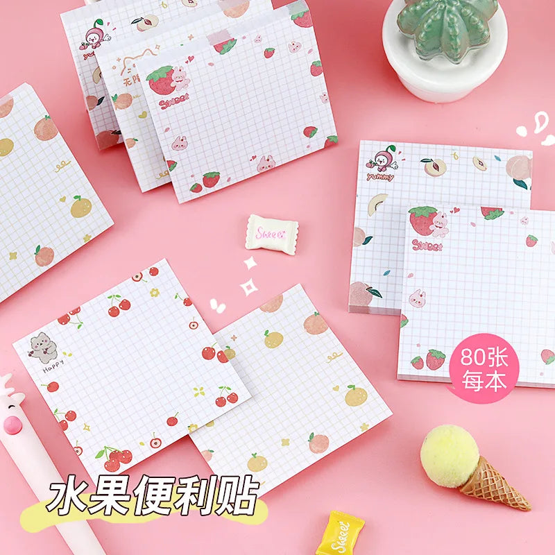 80 Sheets Per Pack Fruit Sticky Note ToDo List Record Journal Decorative Memo Practical Stationery Sticker