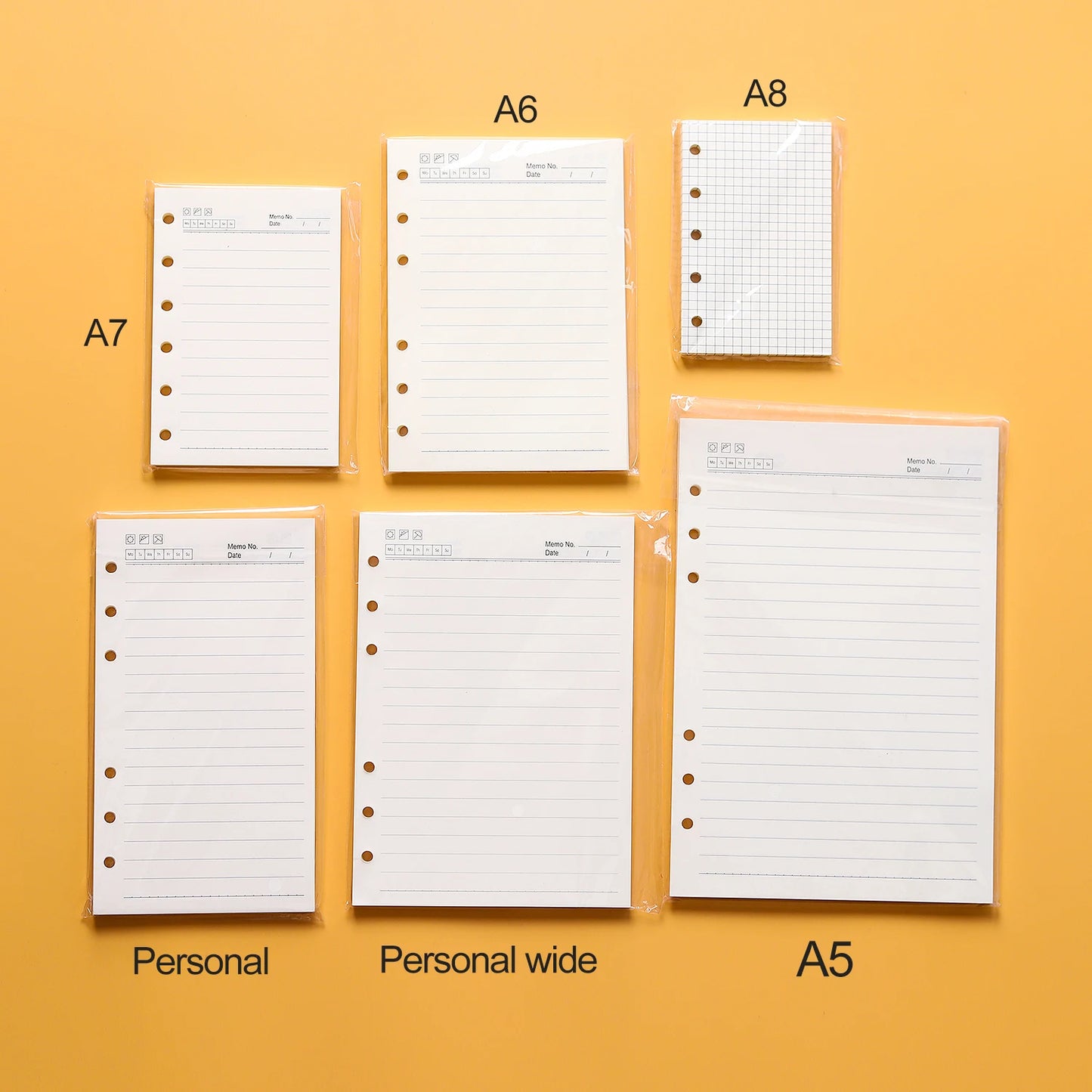 High Quality Ring Binder Notebook A5 Personal A6 A7 A8 Size Insert Refills Loose Leaf Spiral Diary Planner Inner Core 100g Paper