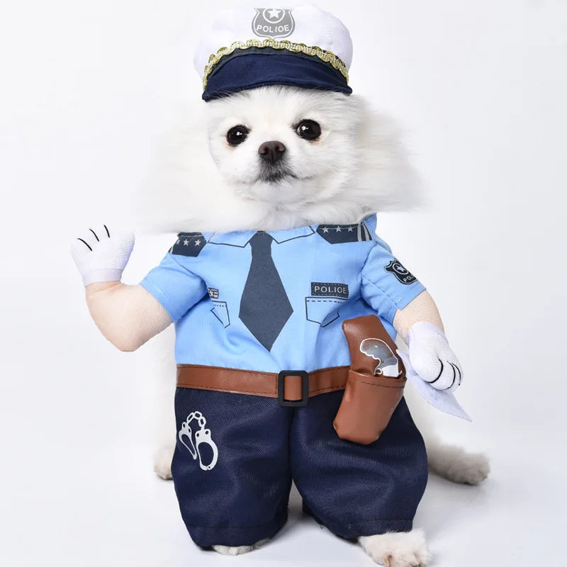 Police Pet Costume with Hat – Funny Cop Outfit for Dogs & Cats, S–XL