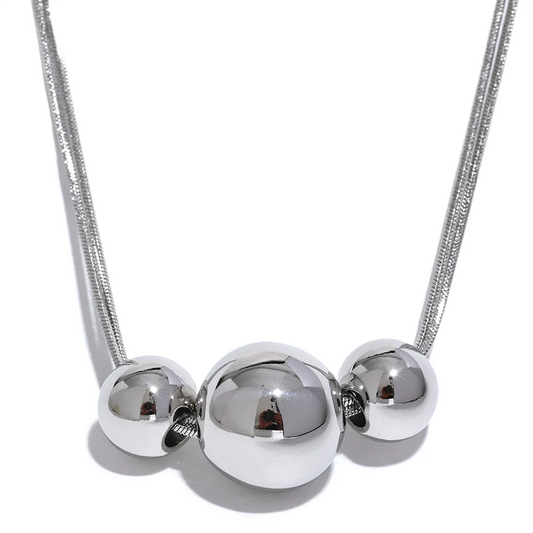 Yhpup 316l Stainless Steel Round Beads Chain Pendant Necklace 18K PVD Plated Metal Women Fashion Daily Trendy Jewelry Gift