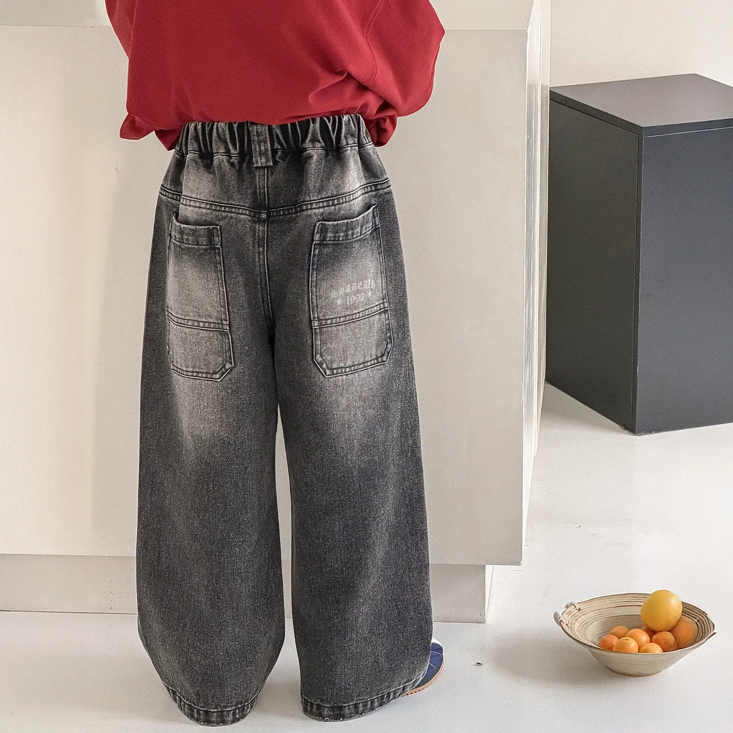 Boys Pants 2026 Spring and Summer New Childrens Clothes Korean Style Boys and Girls Loose Straight Trendy Cool Jeans Simple