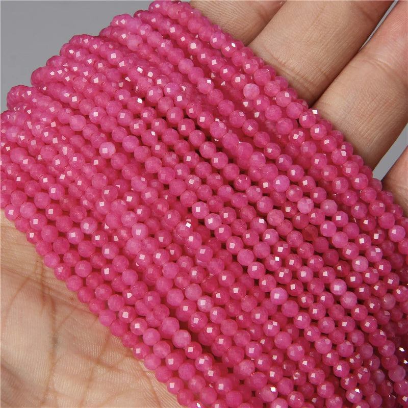 Natural Rose Pink Red Quartz Crystal Stone Beads 2 3 4mm Agates Chalcedony Morganite Rhodochrosite Gem Bead For Making Jewelry