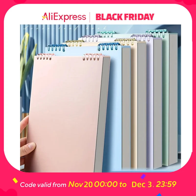 Refillable Spiral Notebook - Top-Flip Binding, Detachable Pages, A5 Lined Journal for Students