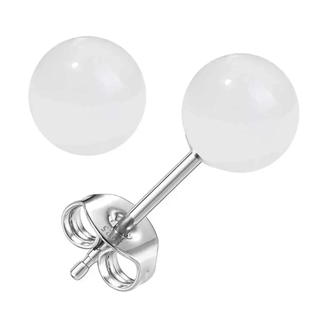 6mm Stone Beads Natural Stone Earrings Earring Stud 925 Sterling Silver Jewelry For Women Party Women's S925 Silver Earrings