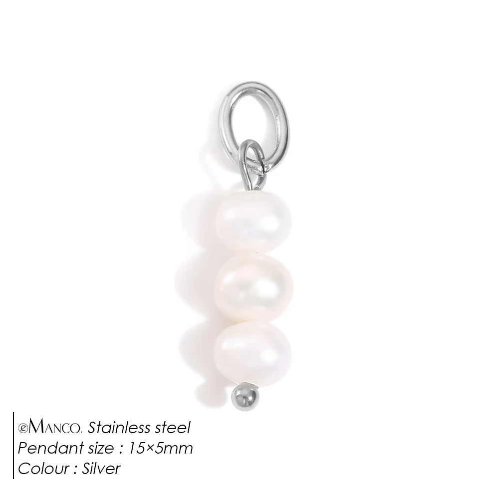 eManco Natural Cultured Freshwater Pearl Charms with  Stainless Steel Jump Rings for DIY Earrings Necklace Jewelry Making