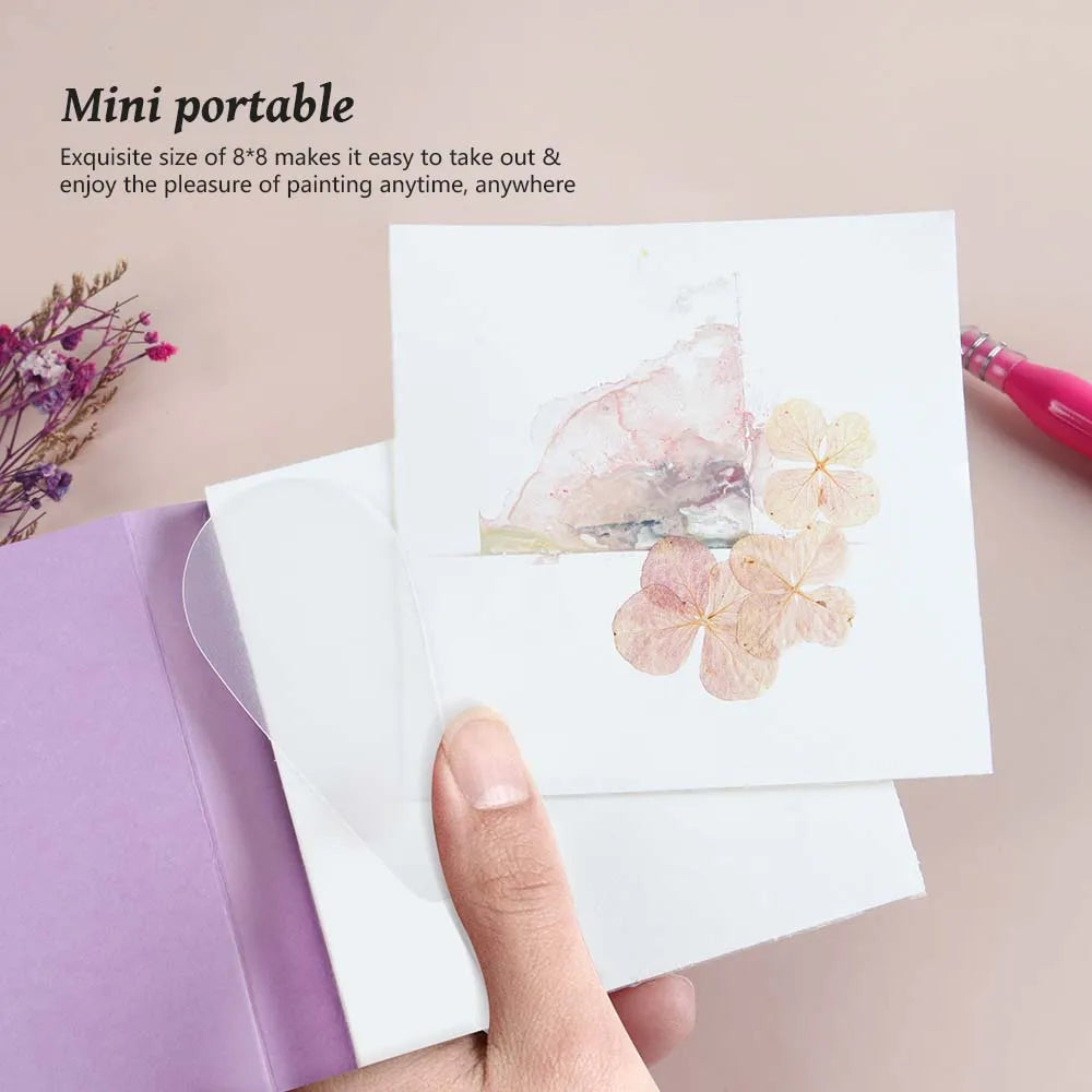 SeamiArt 8x8cm Mini Cotton Sealing Glue Watercolor Travel Notebook Hot Pressed 300gsm Drawing Paper 20 Sheets for Art Supplies