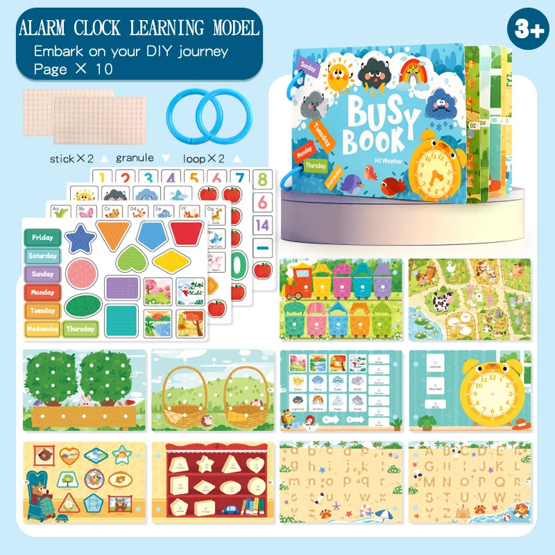 Montessori Quiet Book for Kids - Puzzle Word Recognition Early Education Enlightenment Stickers Toy Book for Children's Learning