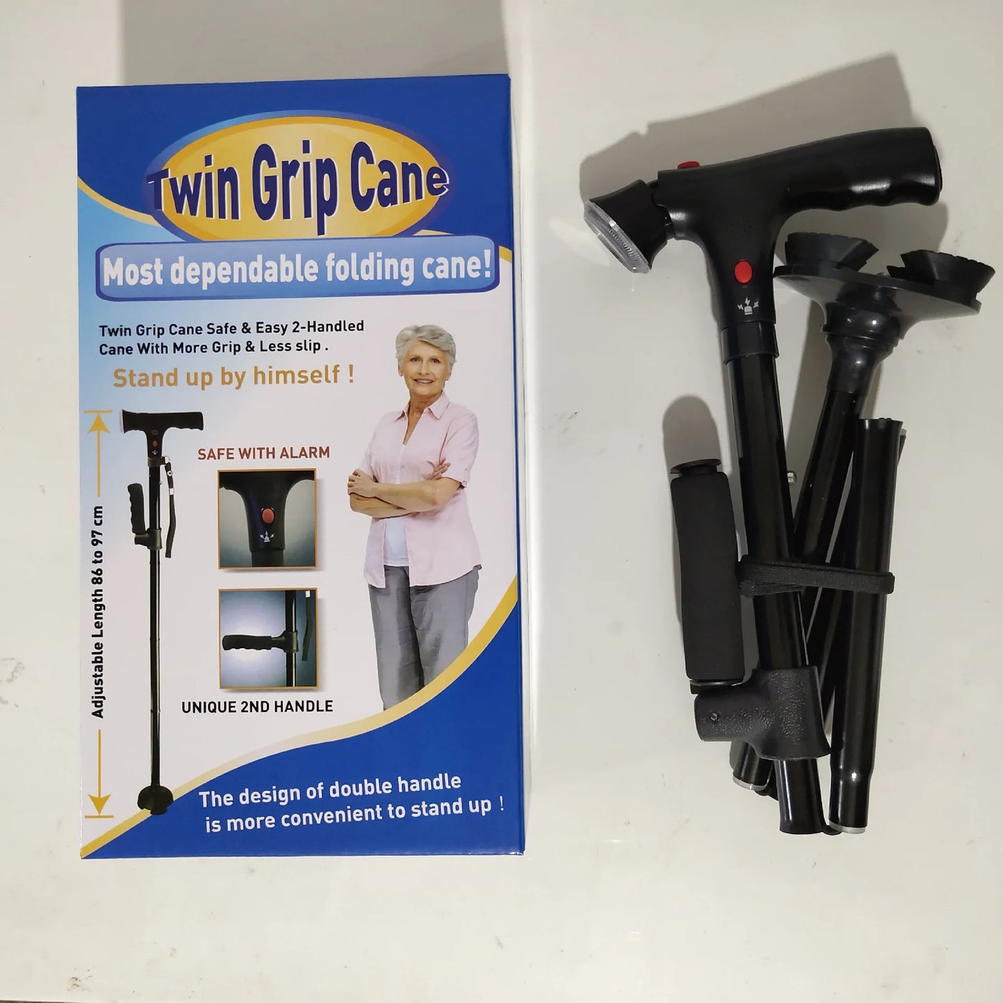 Collapsible Telescopic Folding Cane Elder Cane LED Walking Trusty Sticks Elder Crutches for Mothers The Elder Fathers with Alarm
